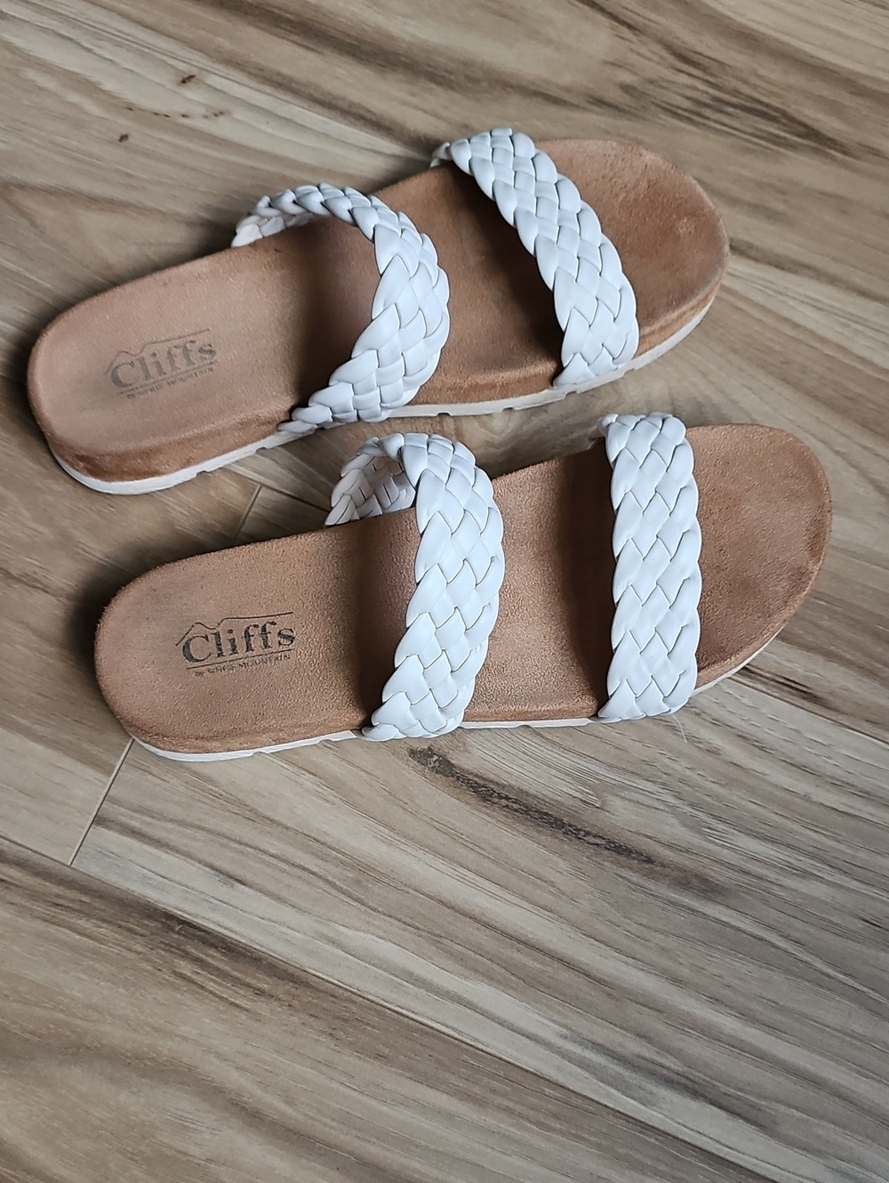 Cliffs by WHITE MOUNTAIN White Braided Double-Strap Slide Sandals